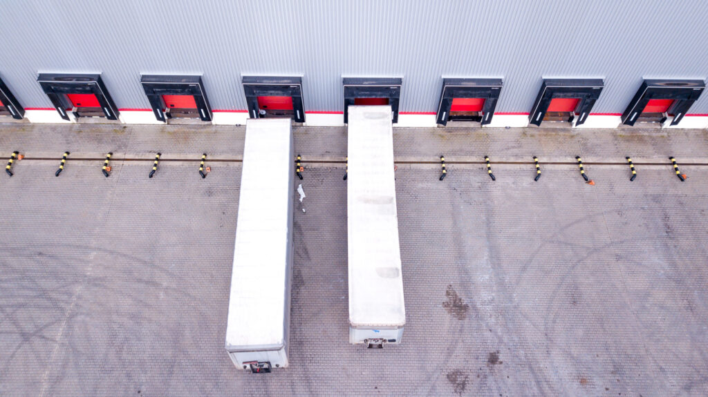 cross docking arial shot outside of denver warehouse